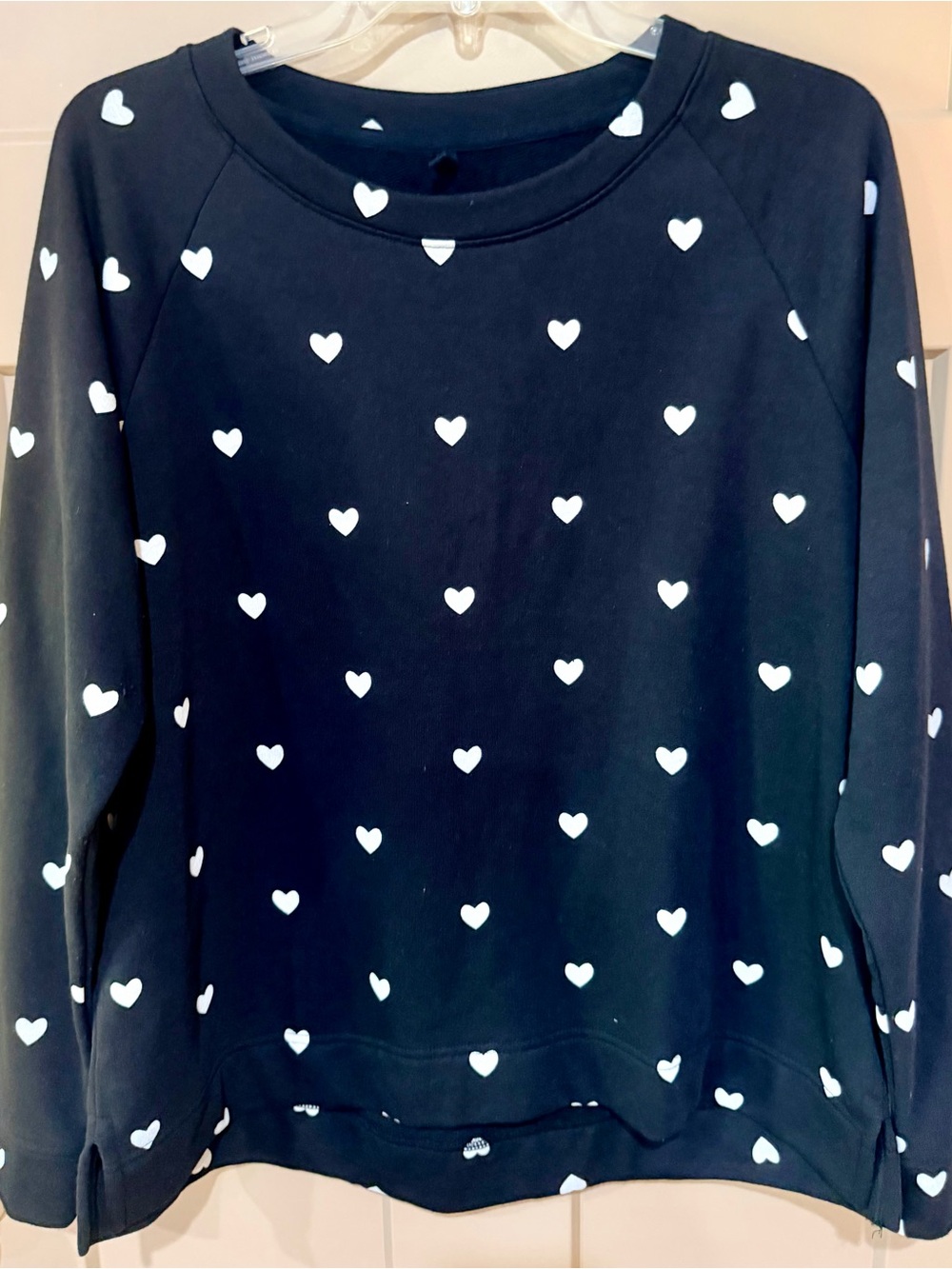 Lou & Grey Black Sweatshirt with White Heart Print